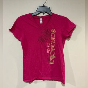 Pink V-Neck Graphic Tee